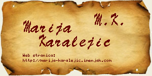 Marija Karalejić vizit kartica